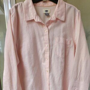 Old Navy  Pink Boyfriend Button Down Long Sleeve 100% Cotton Shirt Size L